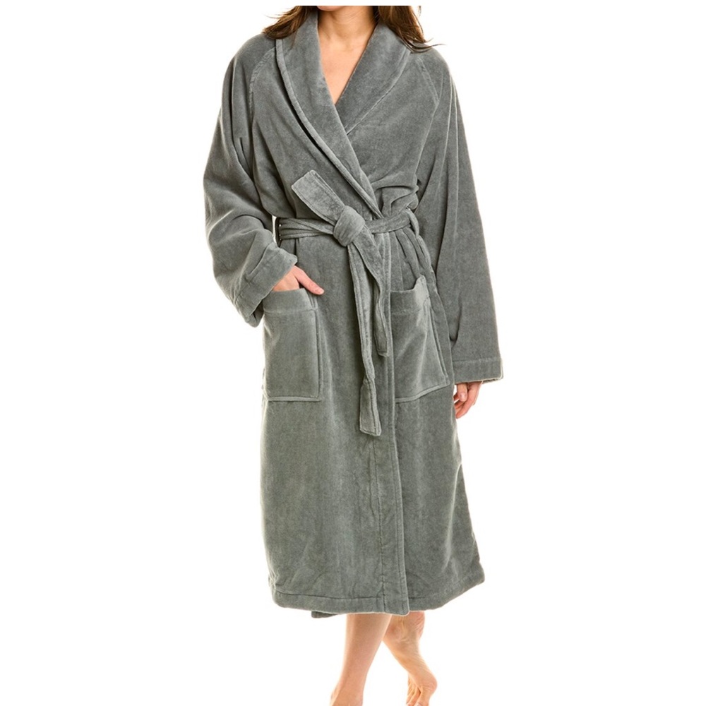 Frette Grey Velour Cotton Terry Shawl Collar Robe NWOT